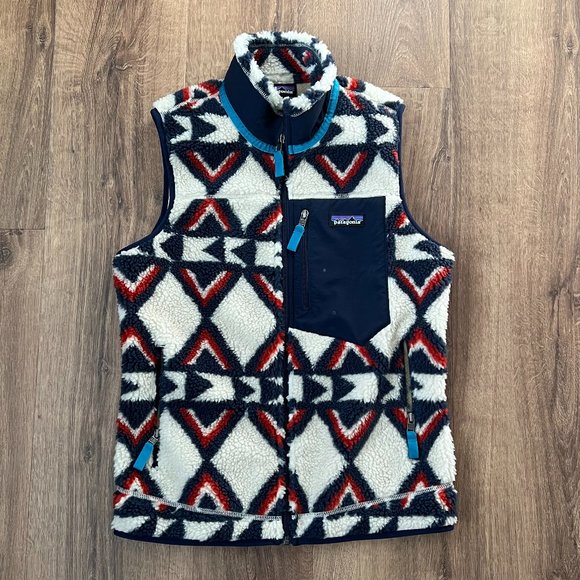 Patagonia Retro X Deep Pile Fleece Vest- Tribal Brass Hawk Sz S - Picture 2 of 14